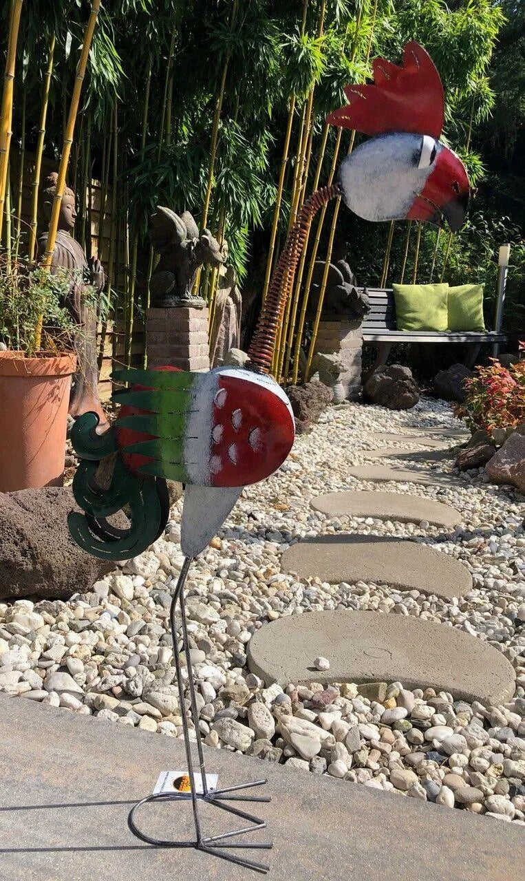 Gartenfigur großer 90cm Fantasie Vogel handgemachte Gartendekoration aus Metall - Bali Paradies