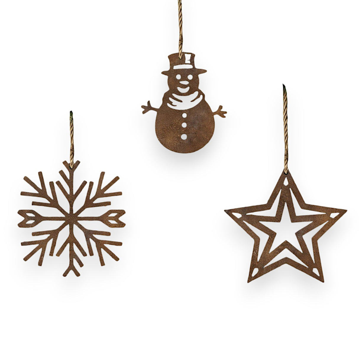 Edelrost 3er-Set Weihnachtsverzierung