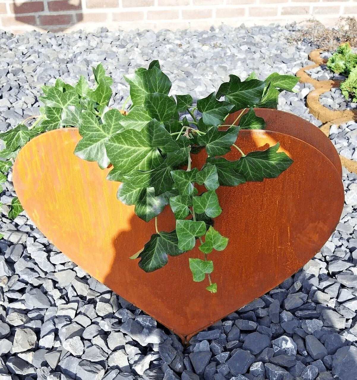 Edelrost Herz zum Pflanzen 36 cm Dekoration für den Garten inkl. Stiel - Bali Paradies