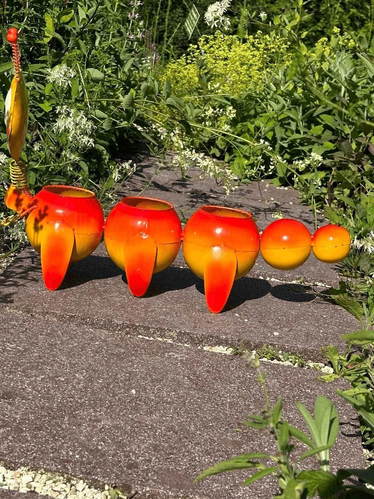 Gartenfigur große handgemachte Raupe zum Bepflanzen aus Metall - Bali Paradies