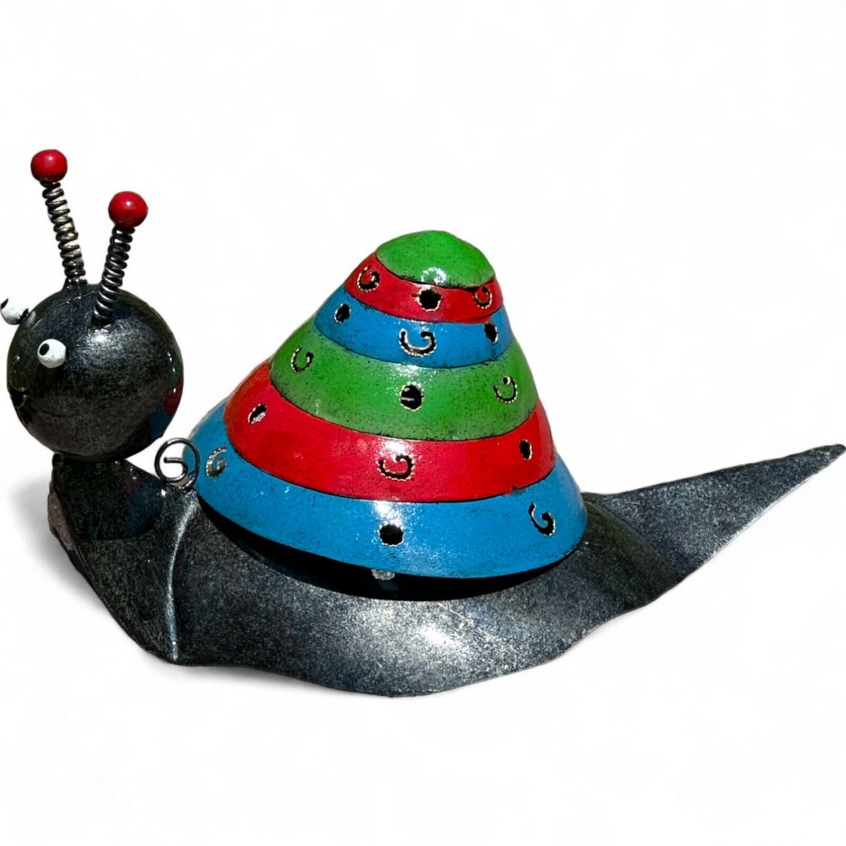 Gartenfigur aus Metall bunte Schnecke handgemachte Gartendekoration