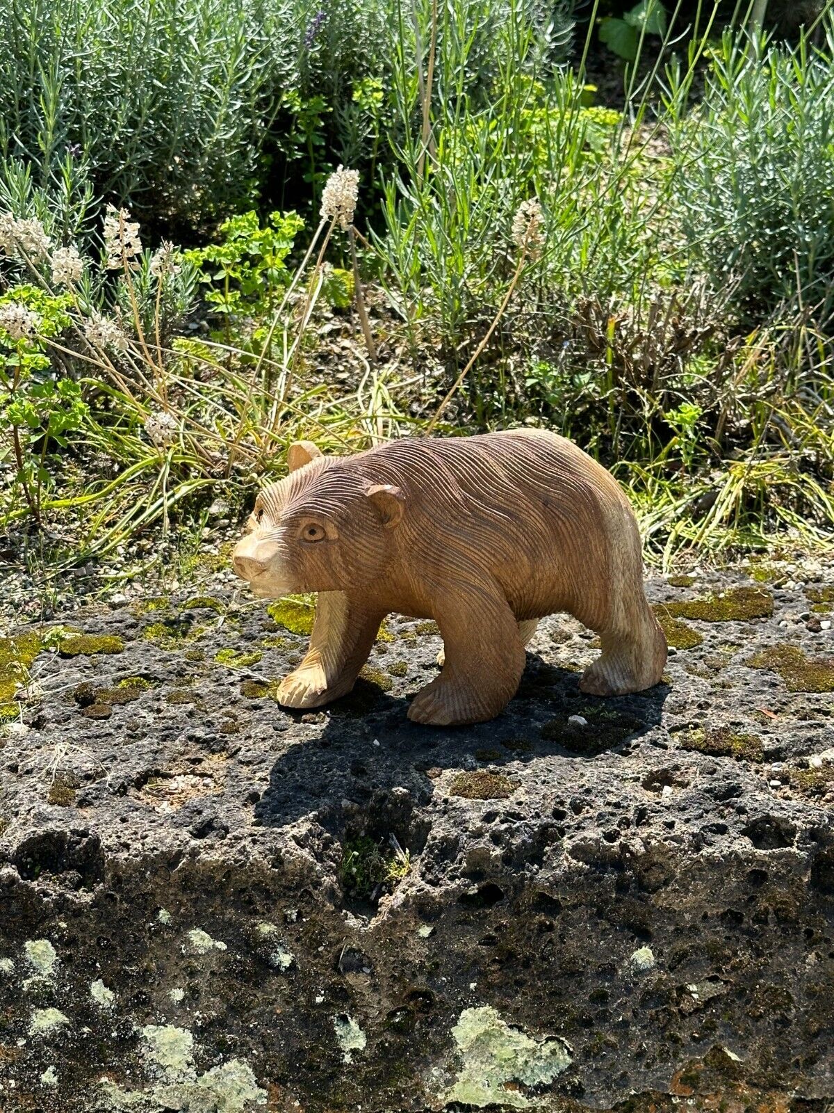 Holz geschnitzte Figur Bär M Innendekoration Teakholz