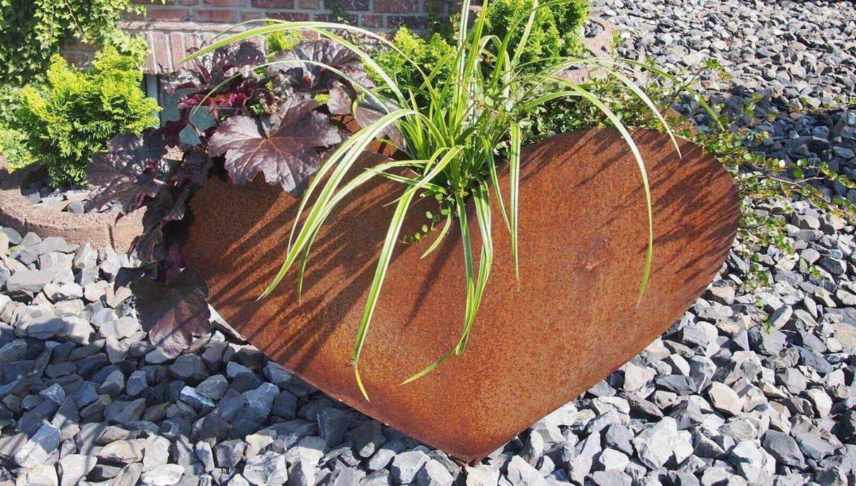 Edelrost Herz zum Pflanzen 36 cm Dekoration für den Garten inkl. Stiel - Bali Paradies