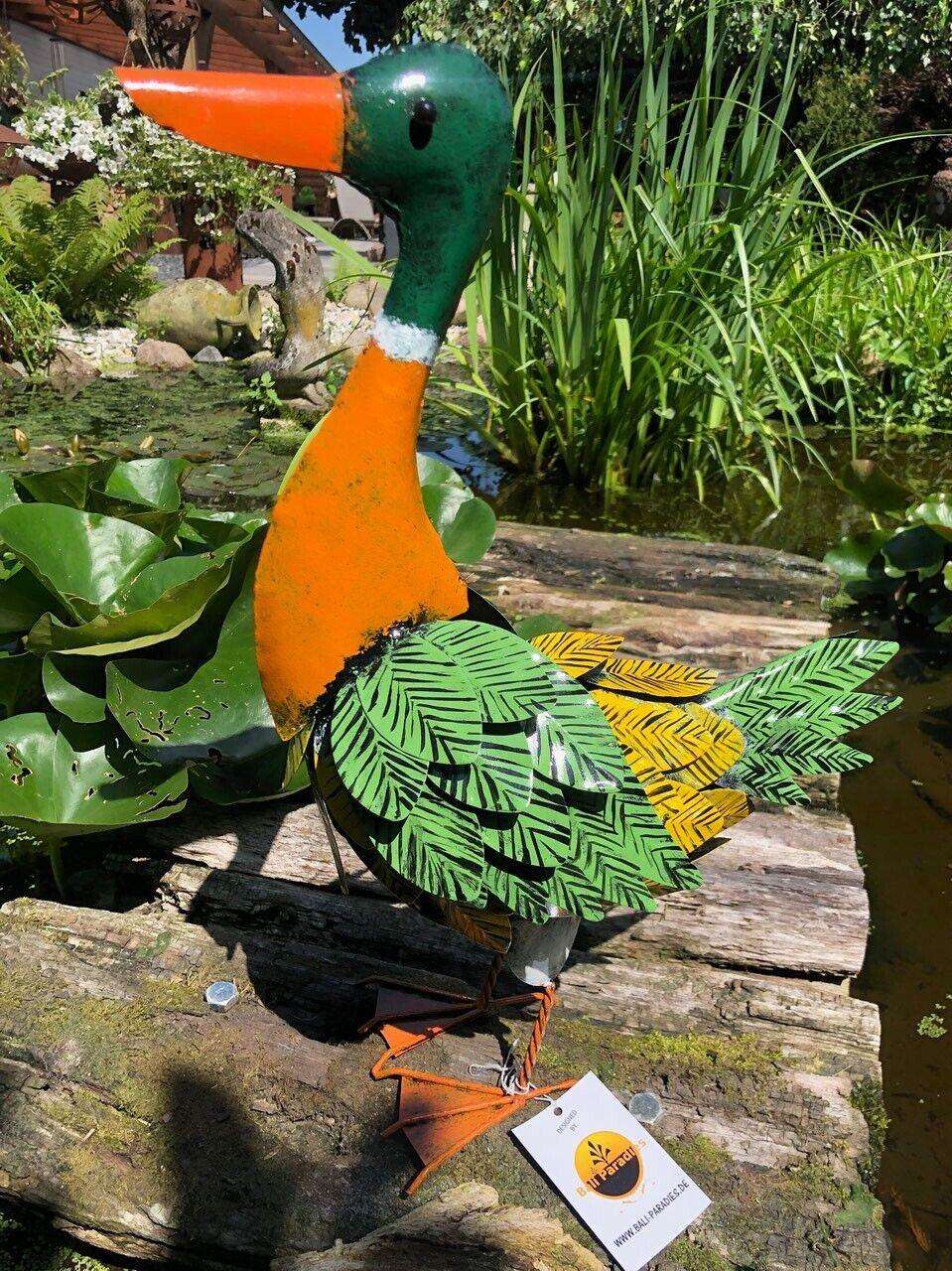 Gartenfiguren große Enten Familie handgemachte 56 cm Gartenfigur aus Metall - Bali Paradies