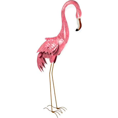 Gartenfigur großer Flamingo handgemachte Gartendekoration aus Metall - Bali Paradies