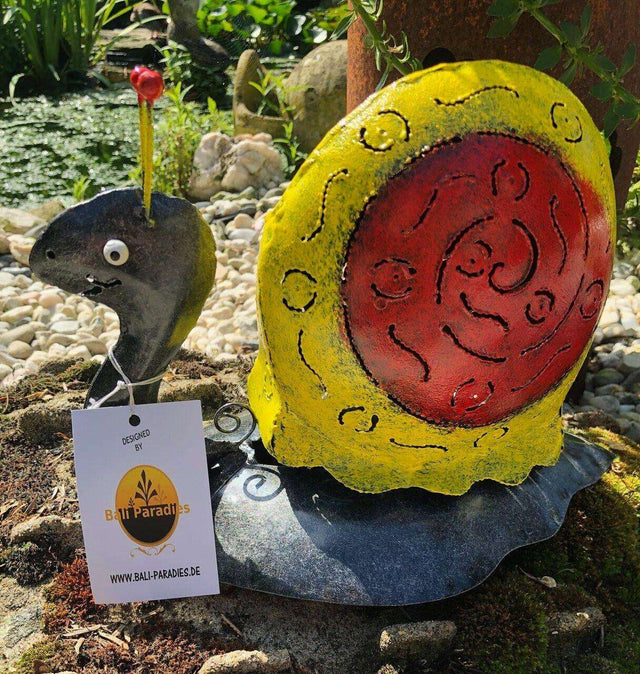 Gartenfigur große Schnecke handgemachte Gartendekoration aus Metall - Bali Paradies