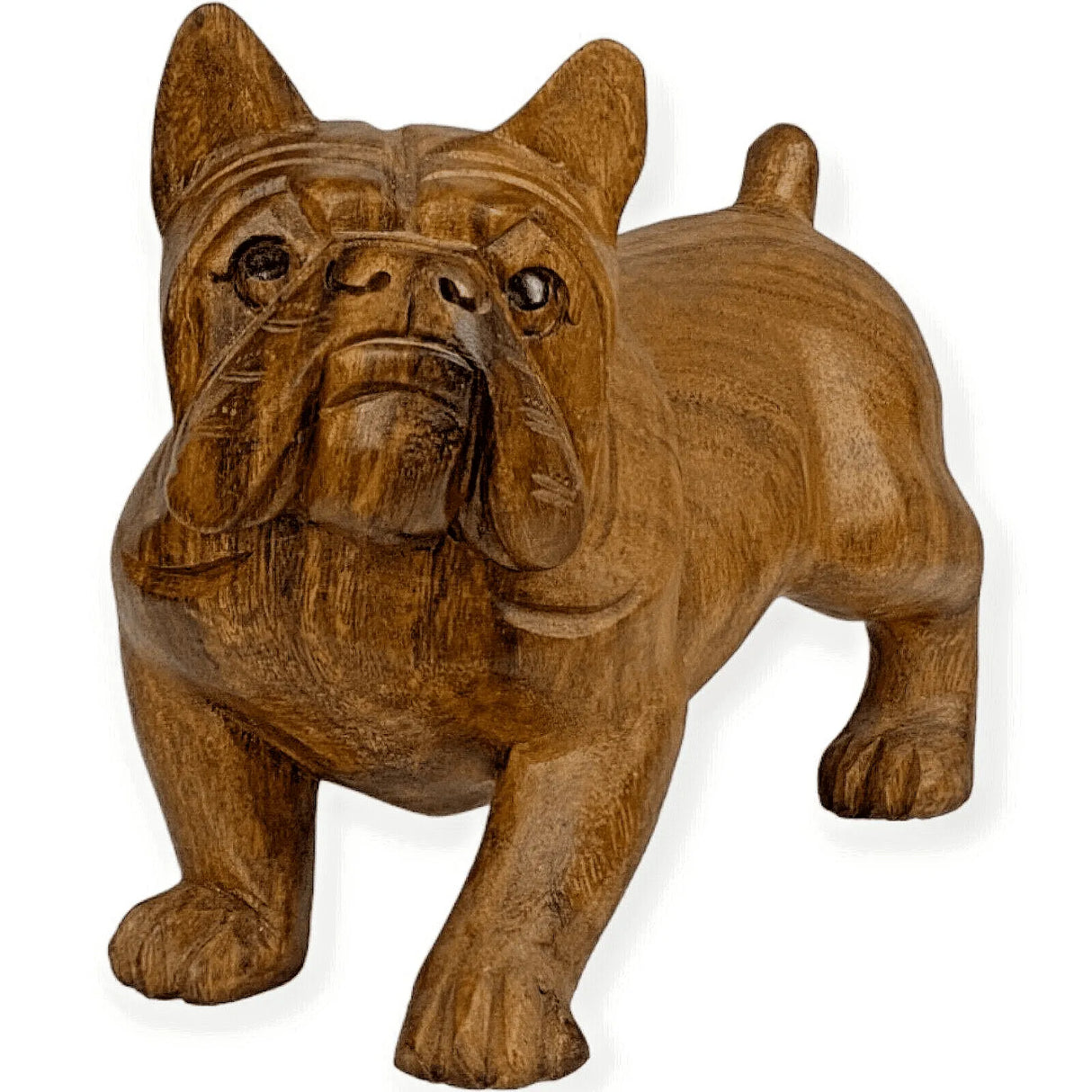 Holz geschnitzte Figur Hund Bulldoge 22cm Innendekoration Teakholz - Bali Paradies