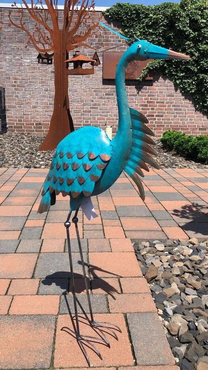 Gartenfiguren großes 2er Set cyan handgemachte Gartendekoration aus Metall - Bali Paradies