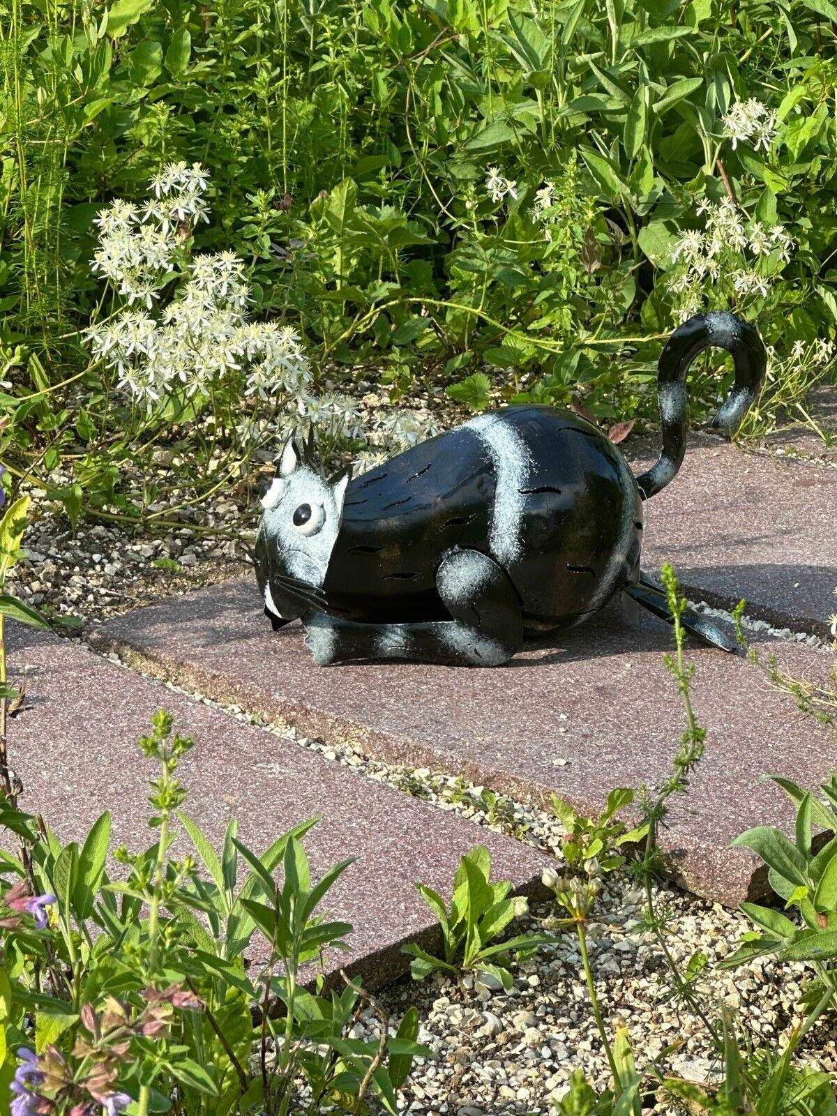 Gartenfigur Katze handgemachte Gartendekoration aus Metall - Bali Paradies