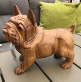 Holz geschnitzte Figur Hund Bulldoge 22cm Innendekoration Teakholz - Bali Paradies