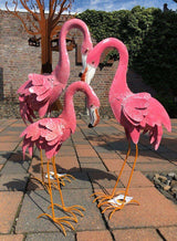 Gartenfigur groß Flamingo handgemachte Gartendekoration - Bali Paradies