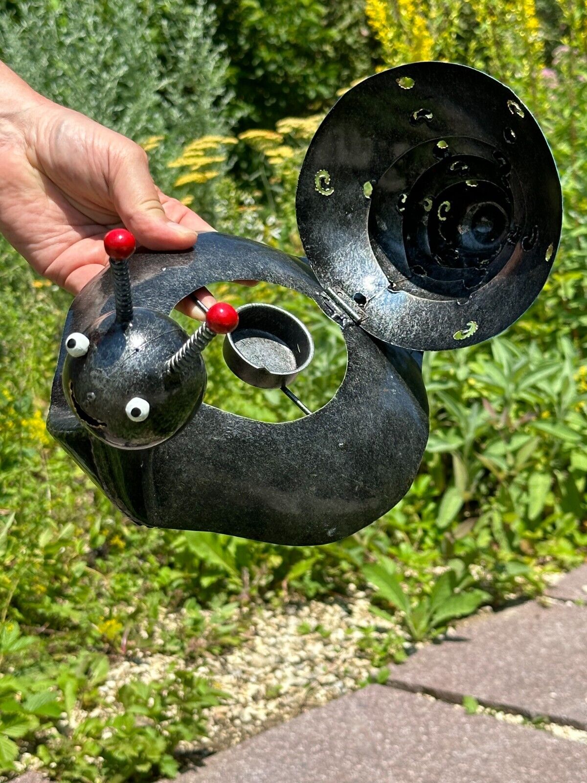 Gartenfigur aus Metall bunte Schnecke handgemachte Gartendekoration