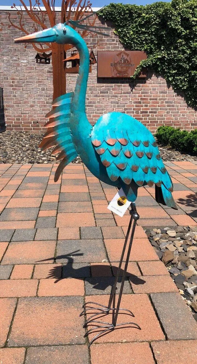 Gartenfiguren großes 2er Set cyan handgemachte Gartendekoration aus Metall - Bali Paradies