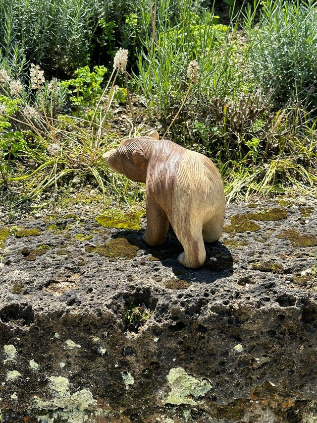 Holz geschnitzte Figur Bär S Innendekoration Teakholz