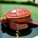 Gartenfigur Schildkröte, Schale aus Teakwood geschnitzte Handarbeit