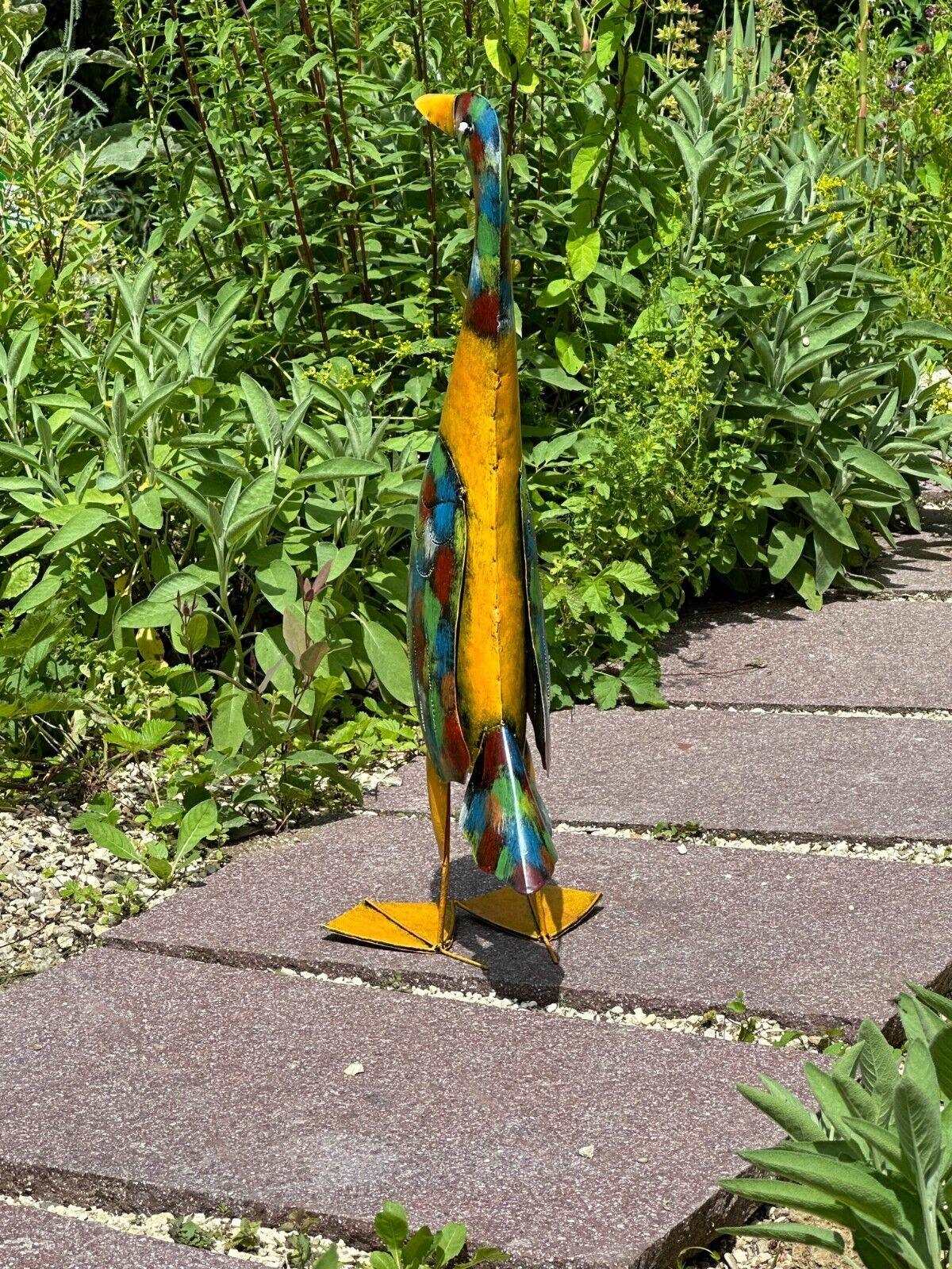 Gartenfigur große bunte Ente handgemachte Gartendekoration aus Metall - Bali Paradies