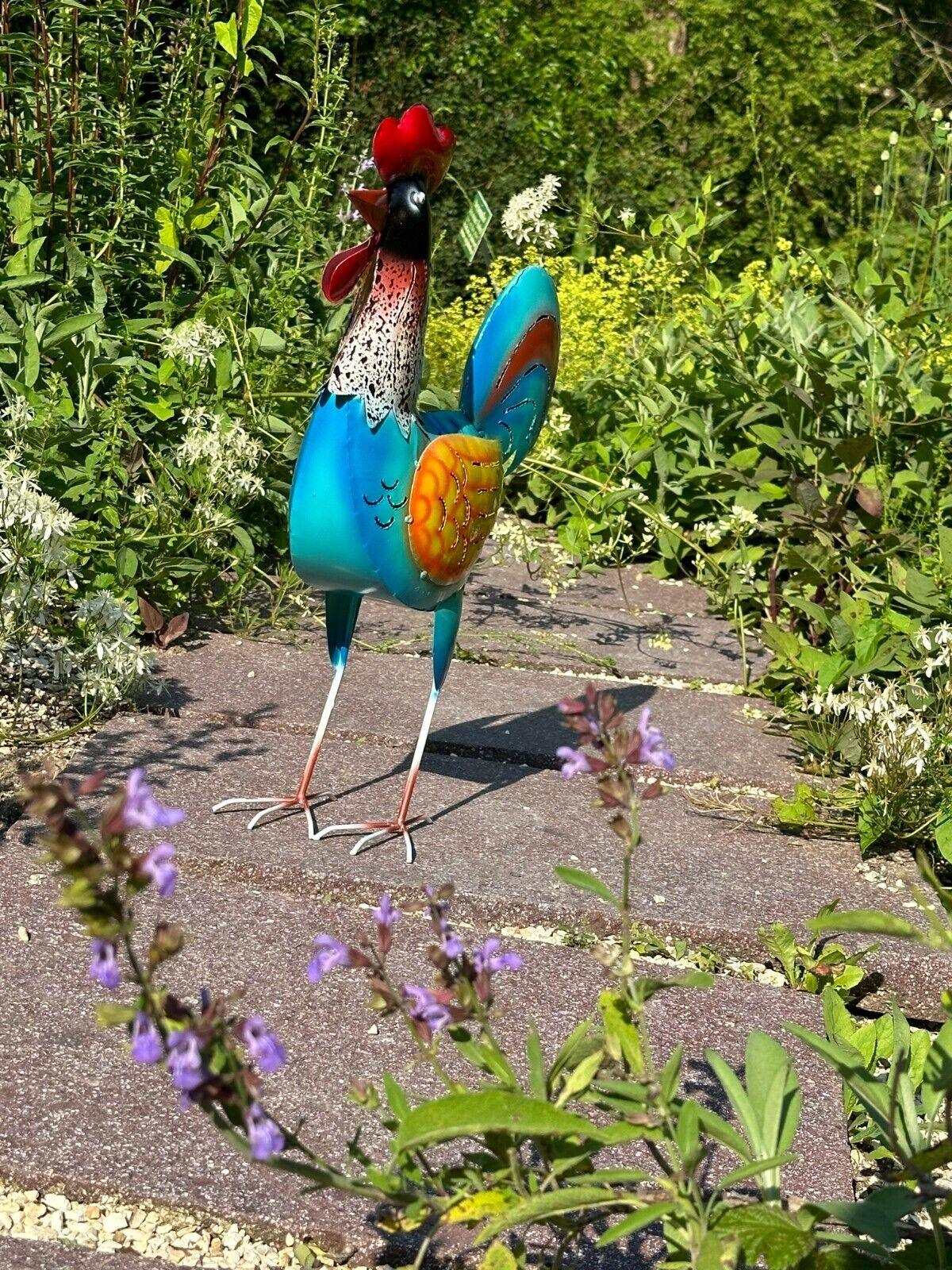 Gartenfigur XXL Hahn handgemacht aus Metall - Bali Paradies