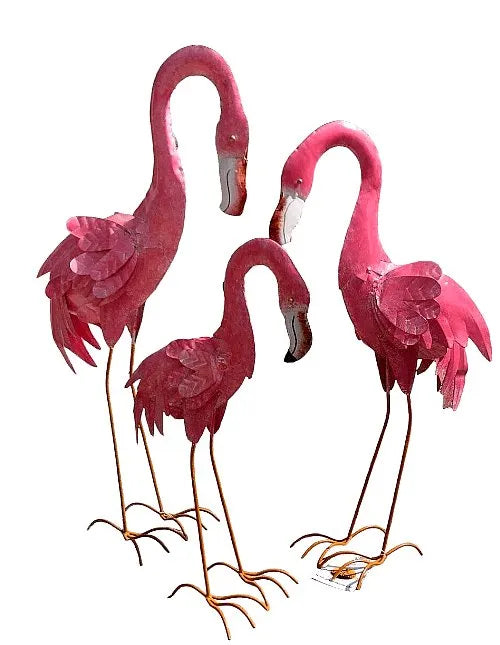 Gartenfigur groß Flamingo handgemachte Gartendekoration - Bali Paradies