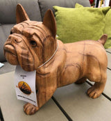 Holz geschnitzte Figur Hund Bulldoge 22cm Innendekoration Teakholz - Bali Paradies