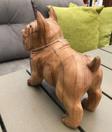 Holz geschnitzte Figur Hund Bulldoge 22cm Innendekoration Teakholz - Bali Paradies