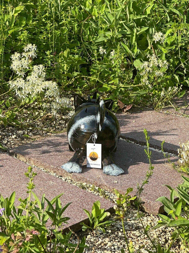 Gartenfigur Katze handgemachte Gartendekoration aus Metall - Bali Paradies