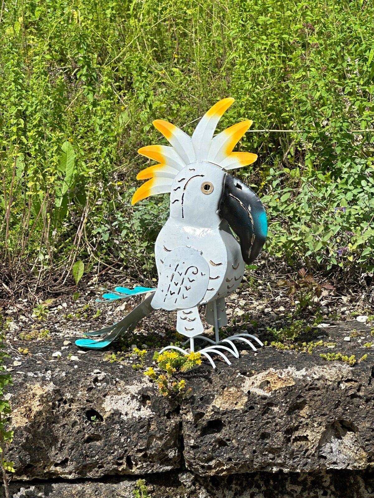 Gartenfigur große Kakadu Familie handgemachte Gartendeko aus Metall Teelicht - Bali Paradies