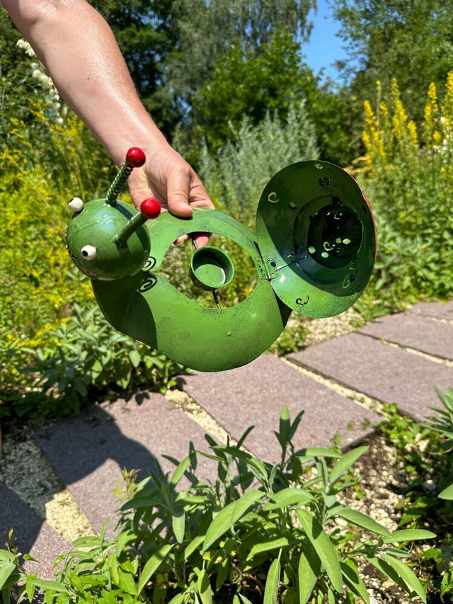 Gartenfigur aus Metall grüne Schnecke handgemachte Gartendekoration