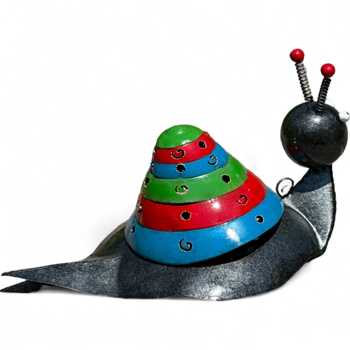 Gartenfigur aus Metall bunte Schnecke handgemachte Gartendekoration