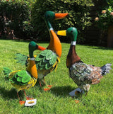 Gartenfiguren große Enten Familie handgemachte 56 cm Gartenfigur aus Metall - Bali Paradies