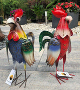 Gartenfigur groß Hahn & Huhn 37cm handgemachte Gartendekoration aus Metall - Bali Paradies