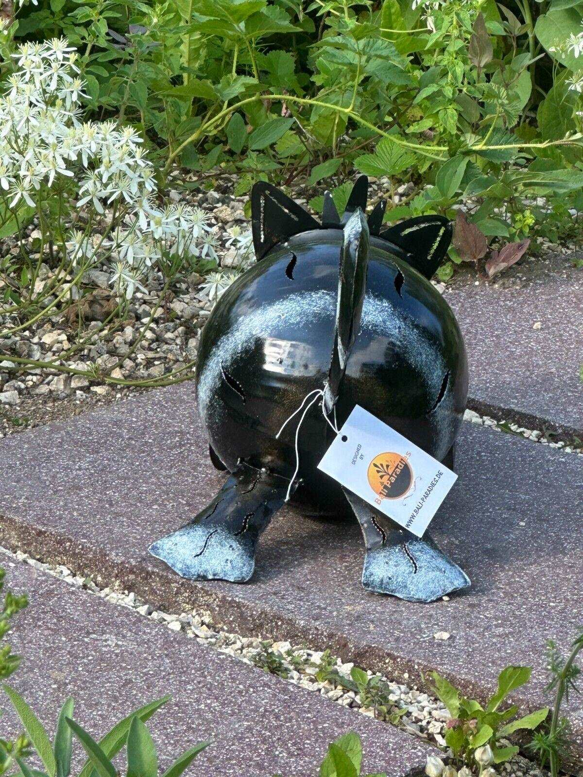 Gartenfigur Katze handgemachte Gartendekoration aus Metall - Bali Paradies