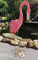 Gartenfigur groß Flamingo handgemachte Gartendekoration - Bali Paradies