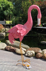 Gartenfigur groß Flamingo handgemachte Gartendekoration - Bali Paradies