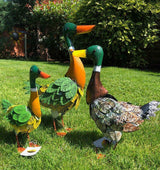 Gartenfiguren große Enten Familie handgemachte 56 cm Gartenfigur aus Metall - Bali Paradies