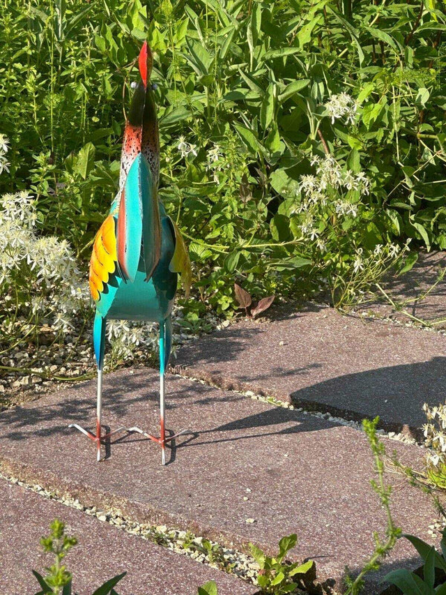 Gartenfigur XXL Hahn handgemacht aus Metall - Bali Paradies