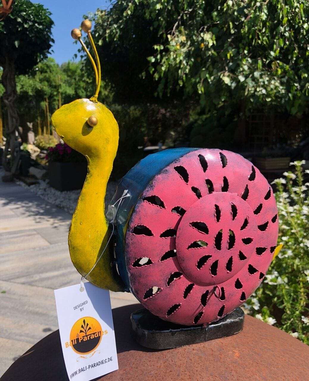 Gartenfigur große Schnecke handgemachte Gartenfigur aus Metall - Bali Paradies