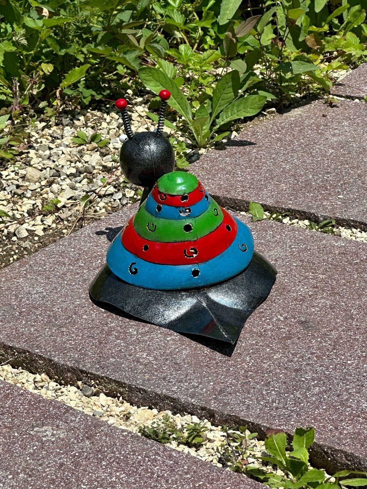 Gartenfigur aus Metall bunte Schnecke handgemachte Gartendekoration