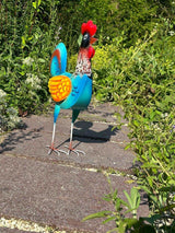 Gartenfigur XXL Hahn handgemacht aus Metall - Bali Paradies