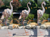 Gartenfigur großer Flamingo handgemachte Gartendekoration aus Metall - Bali Paradies