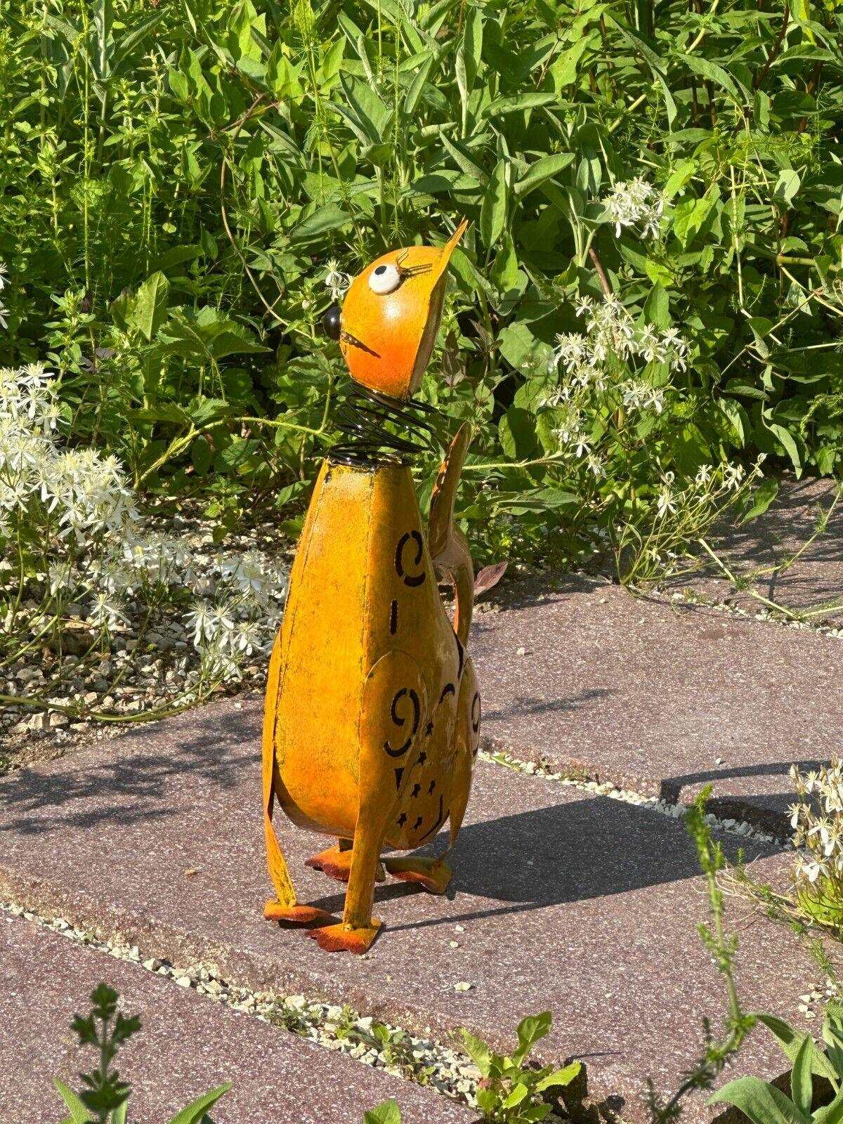 Gartenfigur Katze handgemachte Gartendekoration aus Metall mit Wackelkopf - Bali Paradies