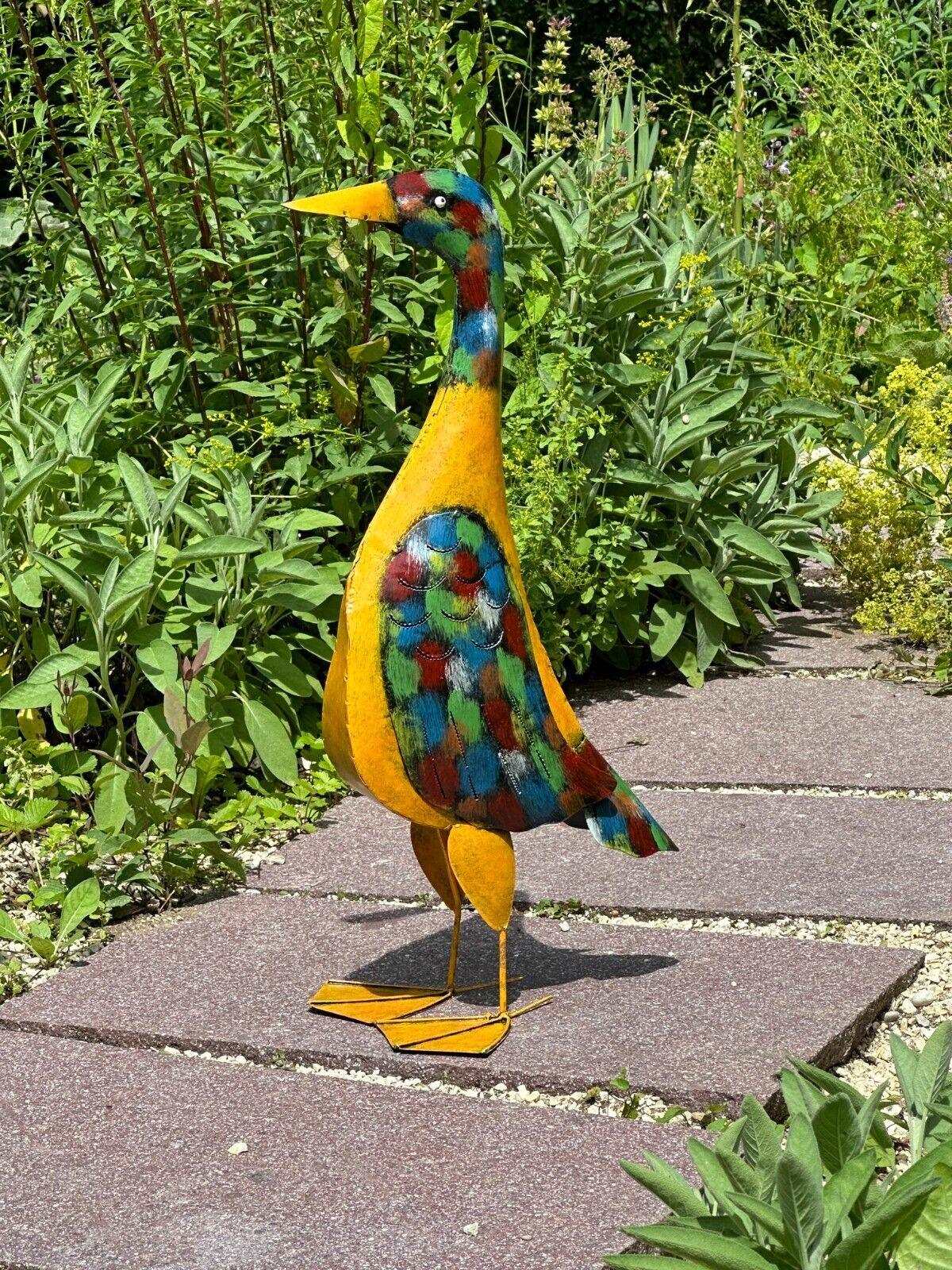 Gartenfigur große bunte Ente handgemachte Gartendekoration aus Metall - Bali Paradies