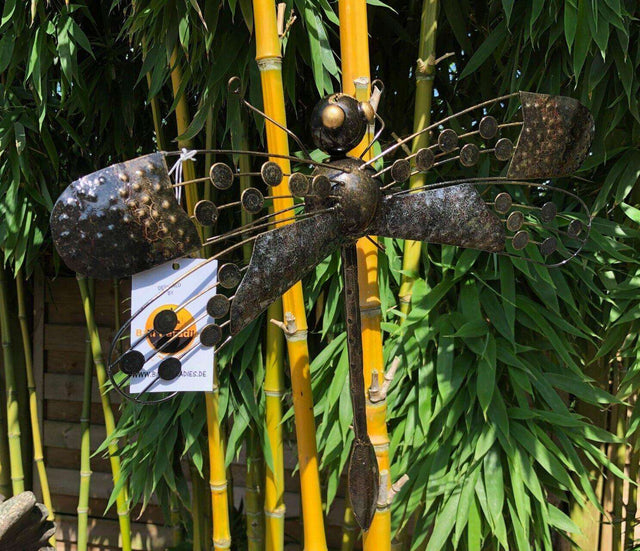 Gartenfigur große Libelle handgemachte Wanddekoration und Baumschmuck aus Metall - Bali Paradies