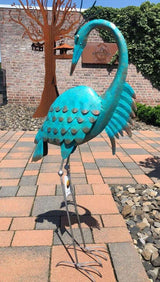 Gartenfiguren großes 2er Set cyan handgemachte Gartendekoration aus Metall - Bali Paradies