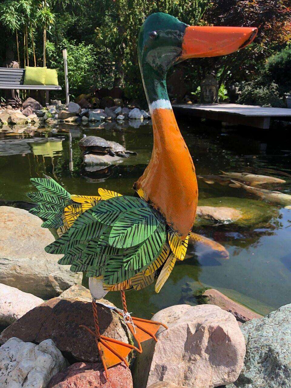 Gartenfiguren große Enten Familie handgemachte 56 cm Gartenfigur aus Metall - Bali Paradies