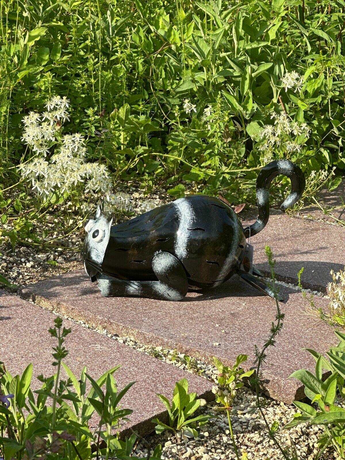 Gartenfigur Katze handgemachte Gartendekoration aus Metall - Bali Paradies