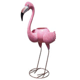 Gartenfigur großer handgemachter Flamingo zum bepflanzen aus Metall - Bali Paradies