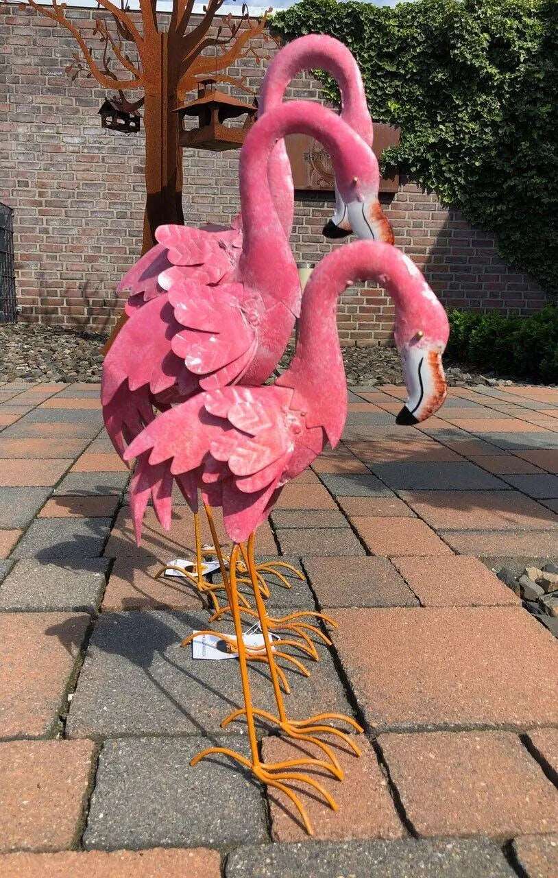 Gartenfigur groß Flamingo handgemachte Gartendekoration - Bali Paradies