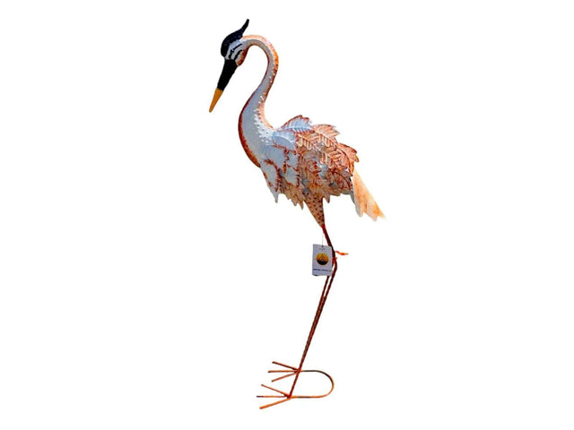 Gartenfigur großer Flamingo handgemachte Gartendekoration aus Metall - Bali Paradies