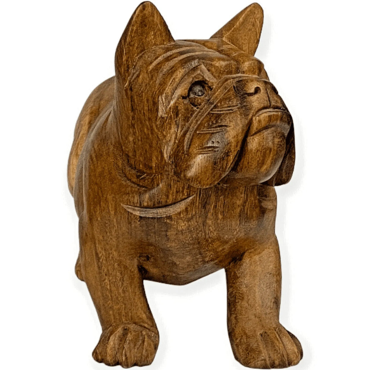 Holz geschnitzte Figur Hund Bulldoge 22cm Innendekoration Teakholz - Bali Paradies