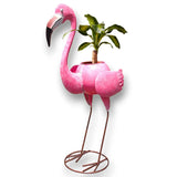 Gartenfigur großer handgemachter Flamingo zum bepflanzen aus Metall - Bali Paradies